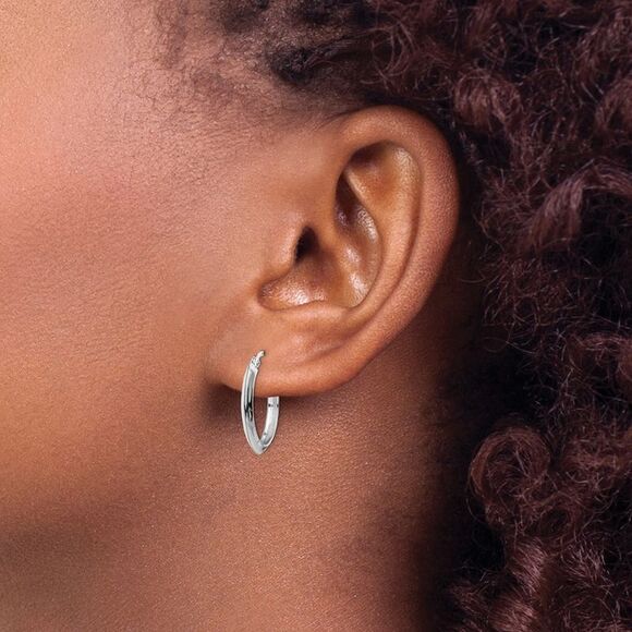 Kazi Luxury 14K White Gold Polished Hoop Earrings